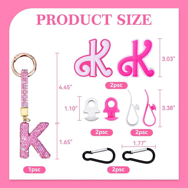 Bag Charms for Bogg Bag Accessories Set,Alphabet Lettering Accessories Charms Compatible with Bogg Bag  All Models,2PCS  Alphabet and Pink  Charms Lettering Charm for Bogg Bags