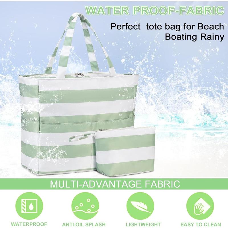 LOIDOU Large Tote Beach Bag Waterproof Sandproof Beach Pool Bag with Zipper & Wet Pockets Shoulder Bag Travel Grocery