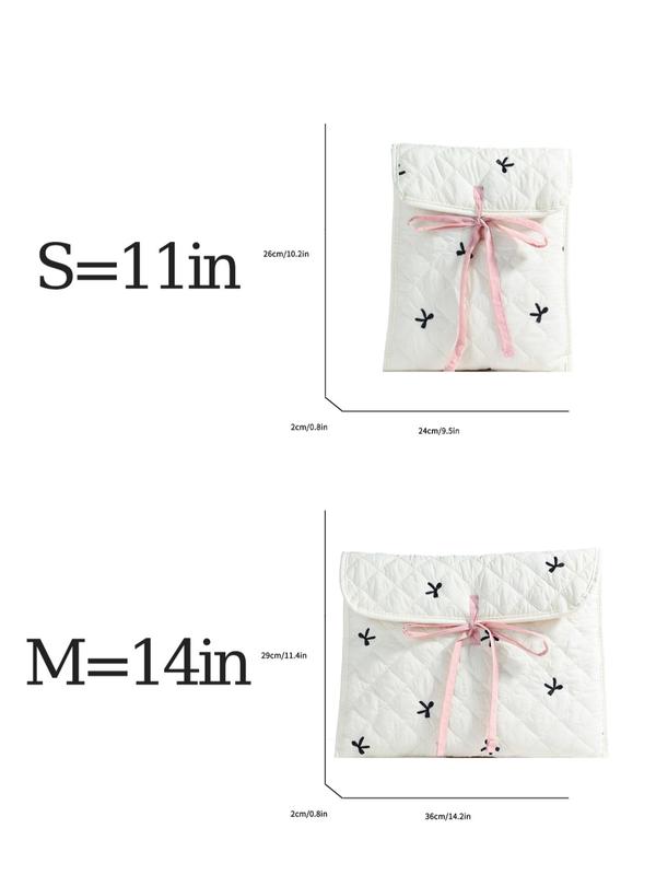 Women's Cute Bowknot Decor Laptop Bag, Fashionable All Over Print Tablet Bag for Daily Used, Casual Trendy Versatile High-quality Daily Commuting Bag