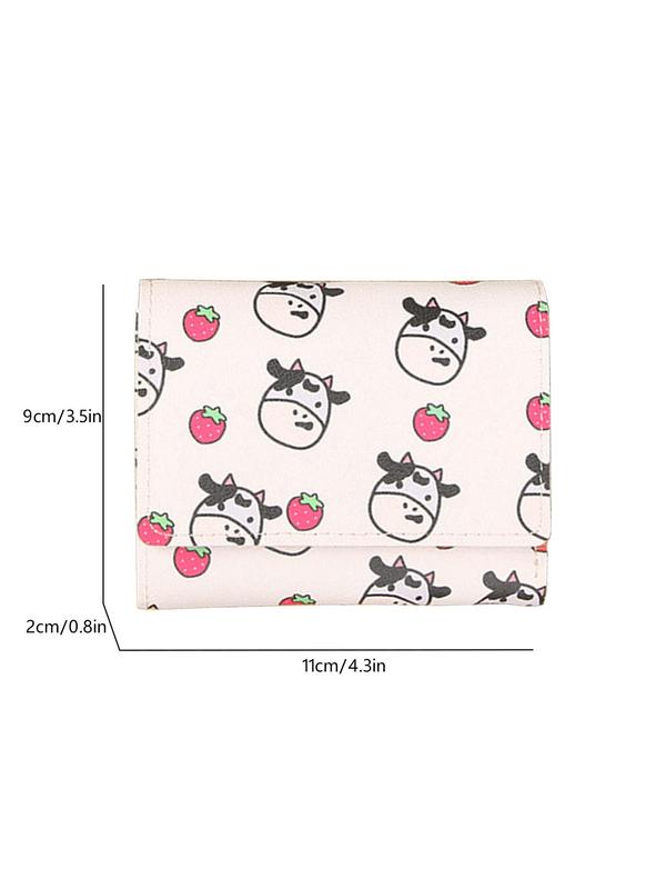 Cute Cow Print Short Wallet, Casual Multi Card Slots Small Wallet, Women's Wallet for Daily Used