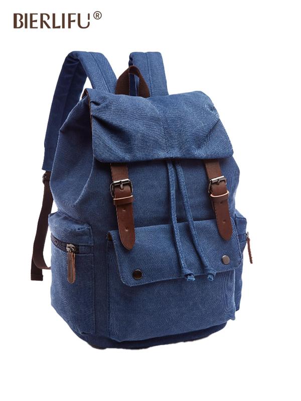 Fashionable Large Capacity Belted Design Canvas Backpack, Casual Versatile Backpack with Adjustable Buckle, Outdoor Backpack for Women & Men