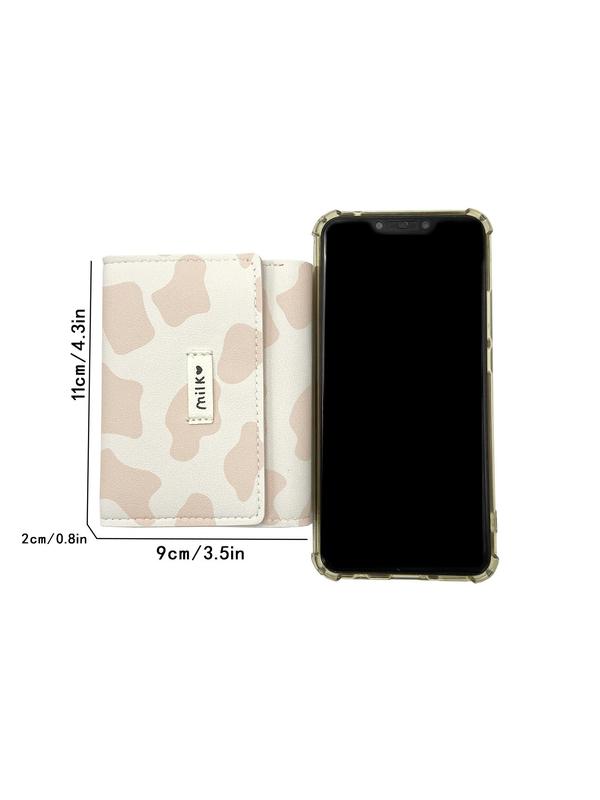 Cute Cow Print Short Wallet, Casual Multi Card Slots Small Wallet, Women's Wallet for Daily Used