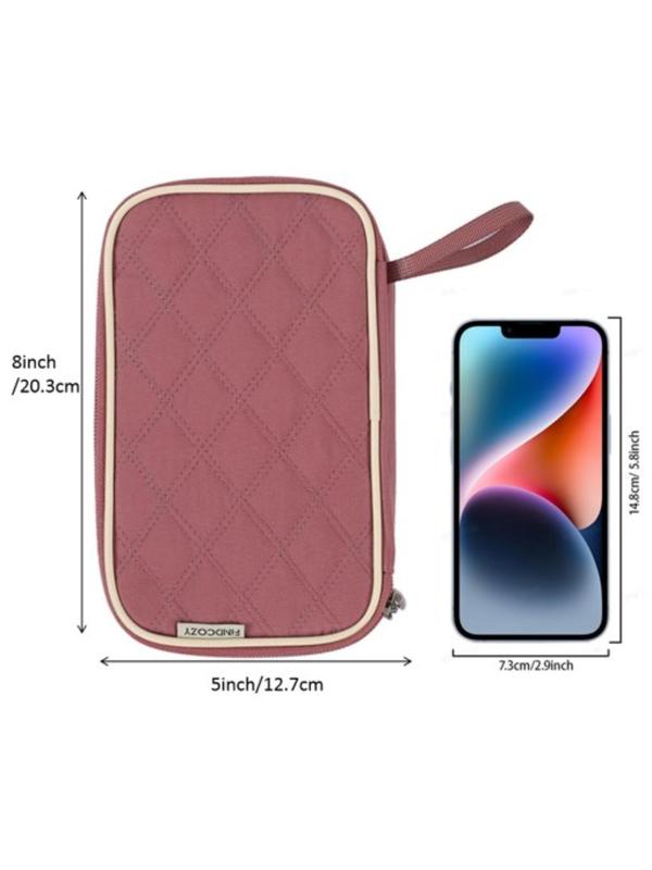 Quilted Travel Cord Electronic Organizer, Double Layer Letter Label Case, Electronic Accessories for Cable, Charger, Phone, Hard Drive, USB, Sd Card