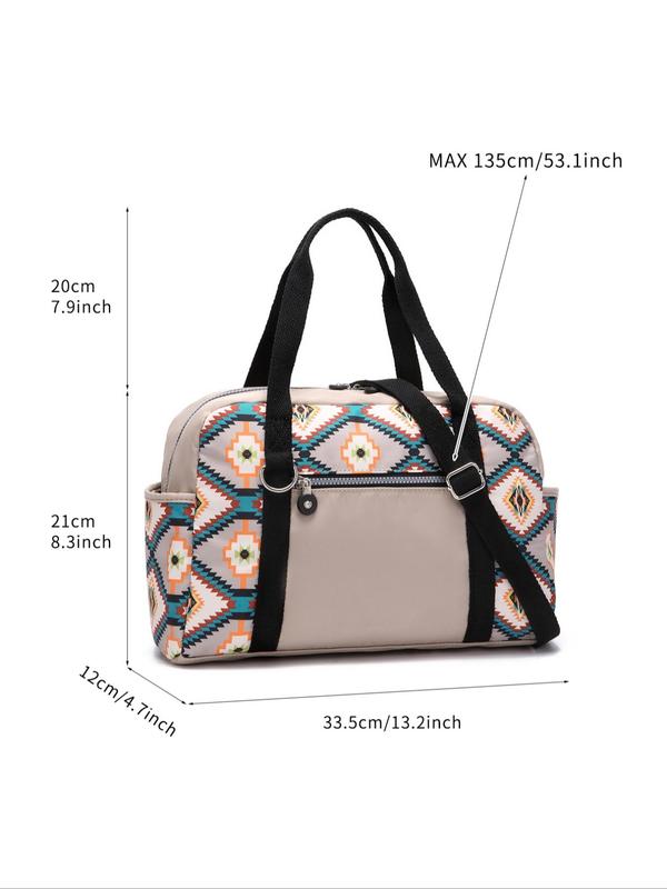 Boho Style Ethnic Pattern Travel Bag, Lightweight Large Capacity Duffel Bag, Zipper Travel Bag for Women & Men