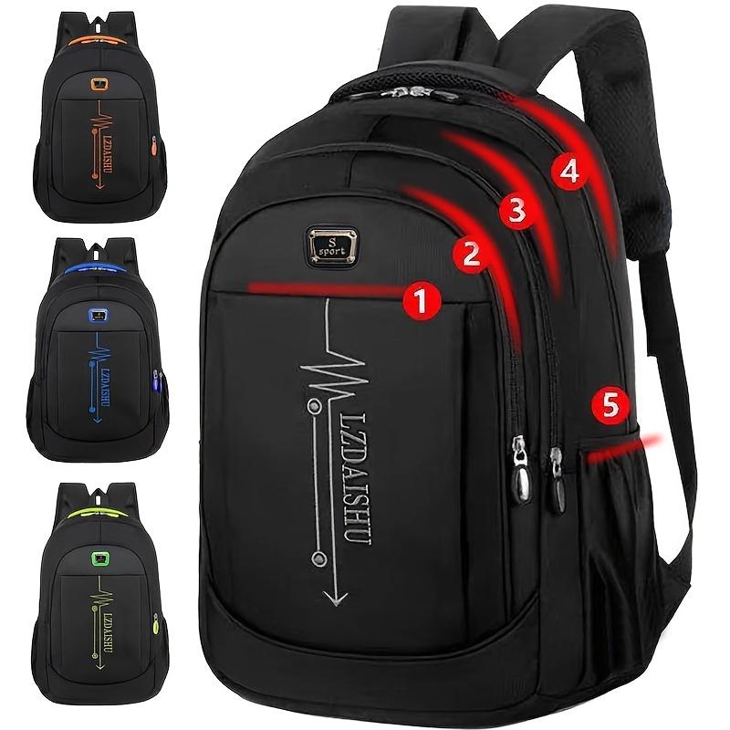 Fast shipping，Casual Backpack - Teenage boys, young men, students, travelers - Polyester, Contrast Sequin, Adjustable Strap, Zipper, Lightweight - Suitable for School, Travel, Commuting