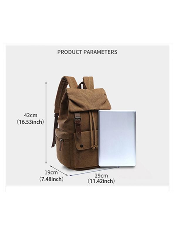 Fashionable Large Capacity Belted Design Canvas Backpack, Casual Versatile Backpack with Adjustable Buckle, Outdoor Backpack for Women & Men