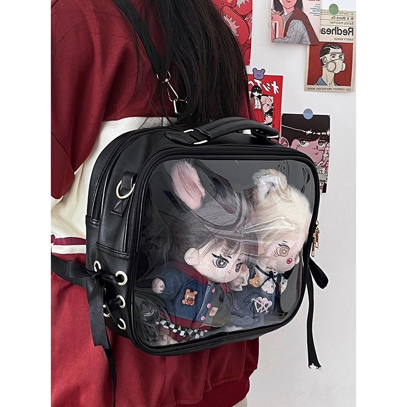 Lolita Women Ita Backpacks  JK Uniform Ribbon Large Capacity Crossbody Shoulder Bags Transparent Doll Mochila Femenina