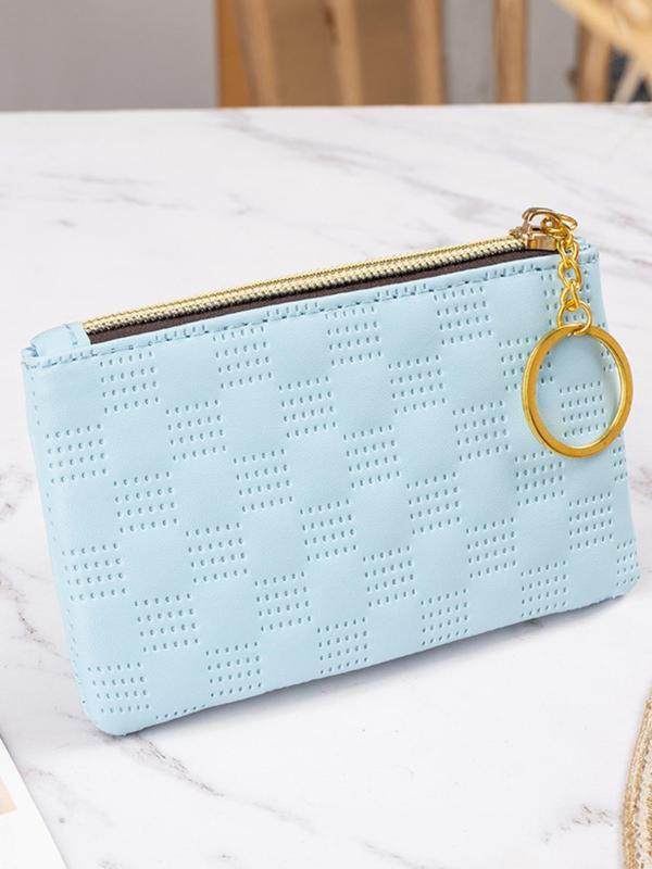  Women's Geometric Pattern Zipper Coin Purse, Fashionable Pu Leather Short Wallet for Daily Used, Casual Trendy Versatile High-quality Daily Bag