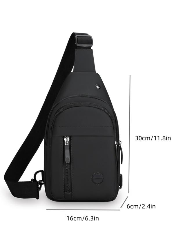 Men's Casual Solid Color Zipper Belt Bag, Fashionable PU Leather Chest Bag for Daily Used, Casual Trendy Versatile High-quality Daily Commuting Bag