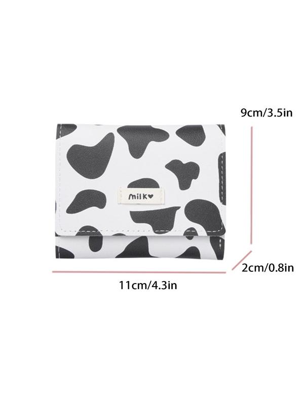 Cute Cow Print Short Wallet, Casual Multi Card Slots Small Wallet, Women's Wallet for Daily Used