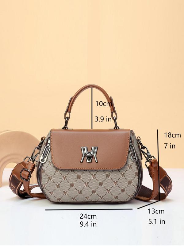 Women's Fashionable Letter Print Zipper Saddle Bag, 2024 New Style Casual PU Leather Shoulder Bag for Daily Used, Trendy Versatile High-quality Daily Commuting Bag