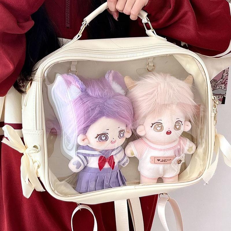 Lolita Women Ita Backpacks  JK Uniform Ribbon Large Capacity Crossbody Shoulder Bags Transparent Doll Mochila Femenina