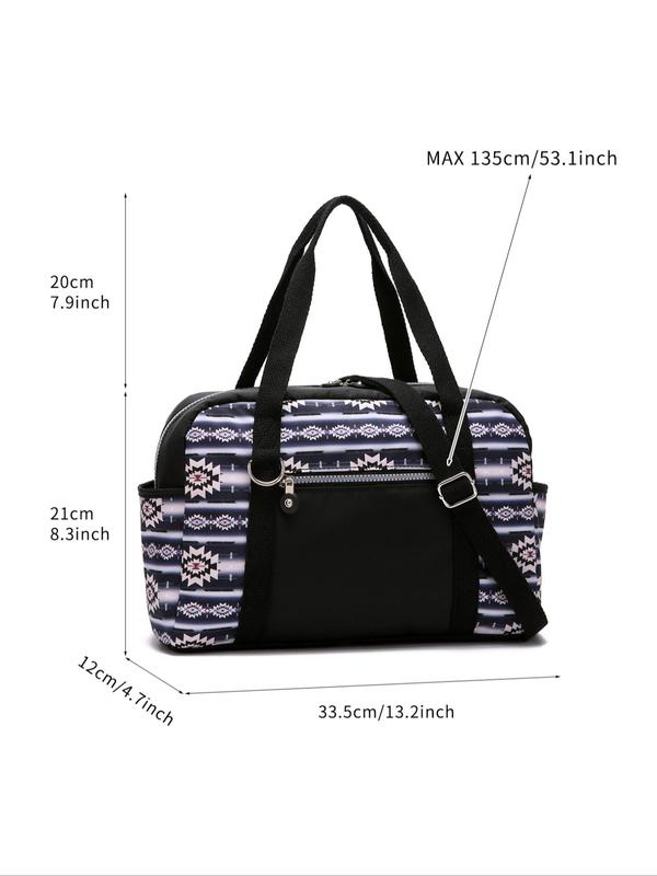 Boho Style Ethnic Pattern Travel Bag, Lightweight Large Capacity Duffel Bag, Zipper Travel Bag for Women & Men