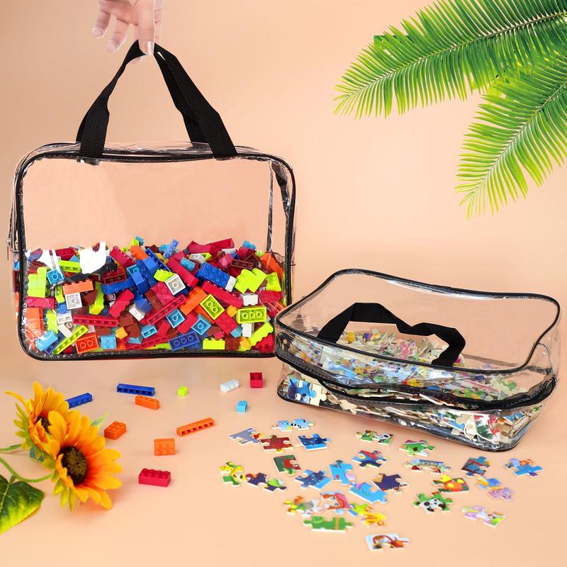 6 pcs set Clear Makeup Toys Bags Cosmetic Blocks Toy Storage Bags Set PVC with Zipper Handle Portable Travel Luggage Airport Airline Vacation Organization