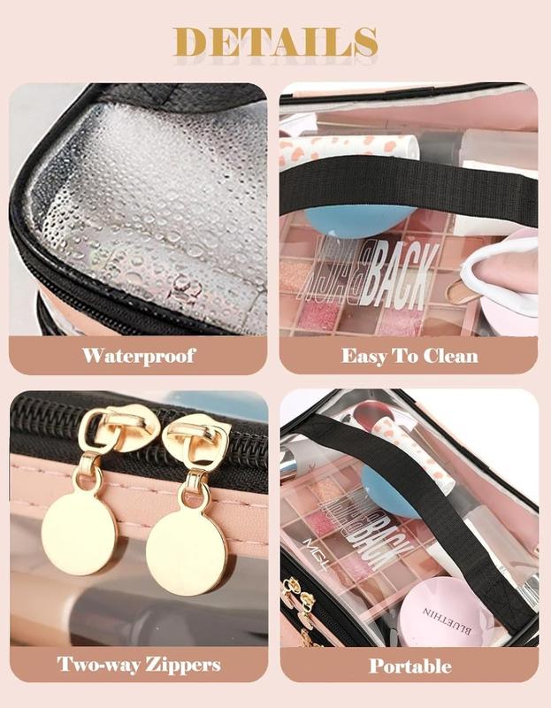 Double Layer Toiletry Bag,1 Count PU Leather Dustproof Waterproof Makeup Storage Bag,Makeup Bag Organizer toy storage anti-mix pill household space