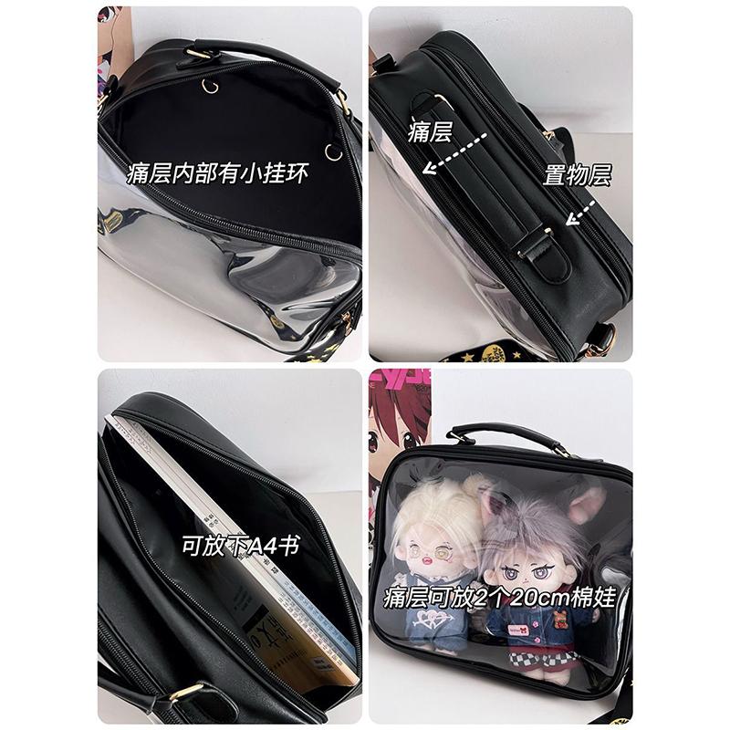 Lolita Women Ita Backpacks  JK Uniform Ribbon Large Capacity Crossbody Shoulder Bags Transparent Doll Mochila Femenina