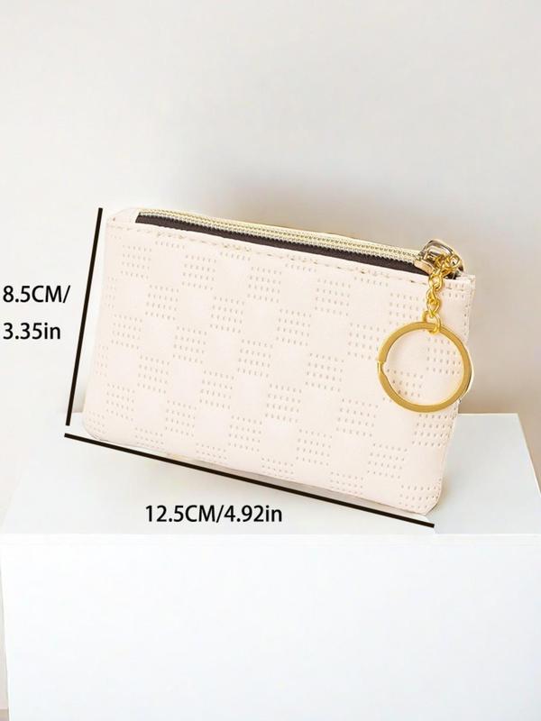  Women's Geometric Pattern Zipper Coin Purse, Fashionable Pu Leather Short Wallet for Daily Used, Casual Trendy Versatile High-quality Daily Bag