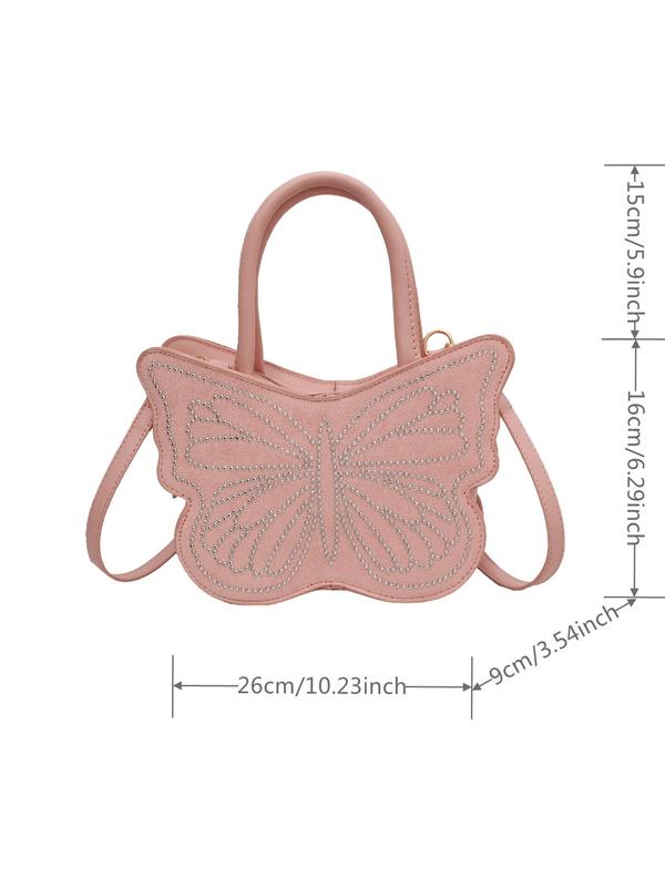 Summer Punk Style Butterfly Design Handbag As Birthday Gift, Fashion Rivet Decor Novelty Bag for Daily Outfit, Tote Bags for Women As Gifts