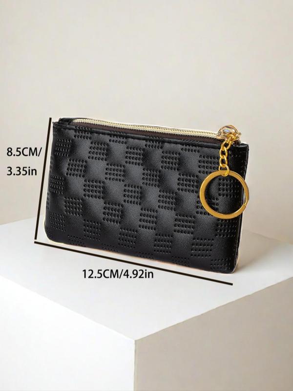  Women's Geometric Pattern Zipper Coin Purse, Fashionable Pu Leather Short Wallet for Daily Used, Casual Trendy Versatile High-quality Daily Bag