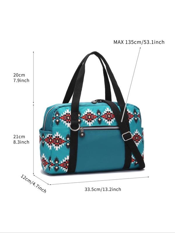 Boho Style Ethnic Pattern Travel Bag, Lightweight Large Capacity Duffel Bag, Zipper Travel Bag for Women & Men