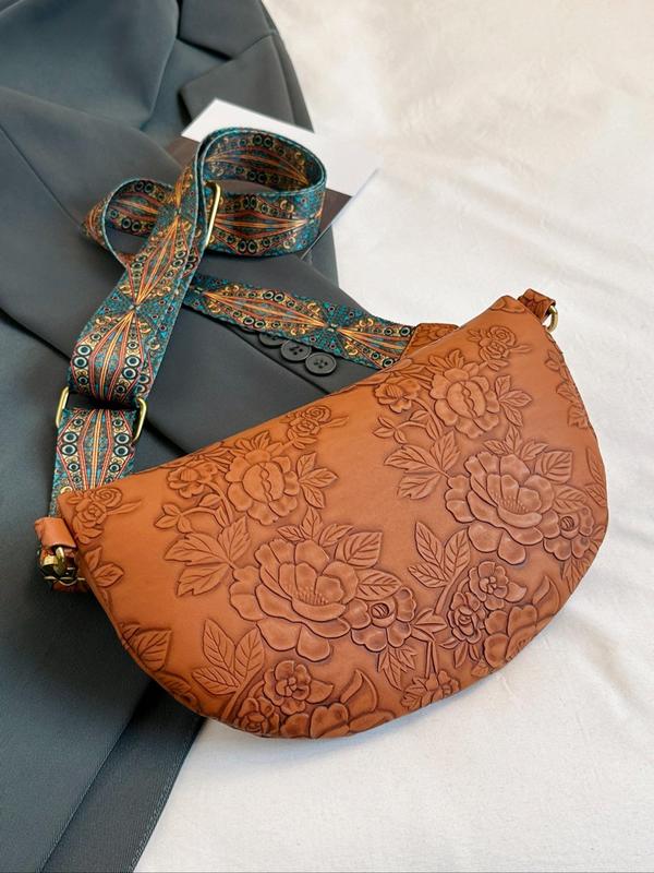 Women's Elegant Floral Pattern Fanny Pack, Fashionable PU Leather Zipper Belt Bag for Daily Used, Casual Trendy Versatile High-quality Daily Commuting Bag