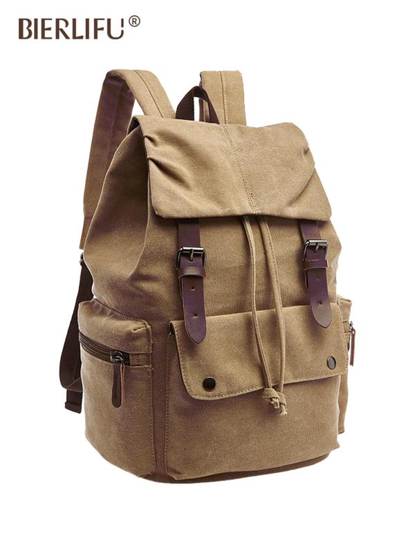 Fashionable Large Capacity Belted Design Canvas Backpack, Casual Versatile Backpack with Adjustable Buckle, Outdoor Backpack for Women & Men