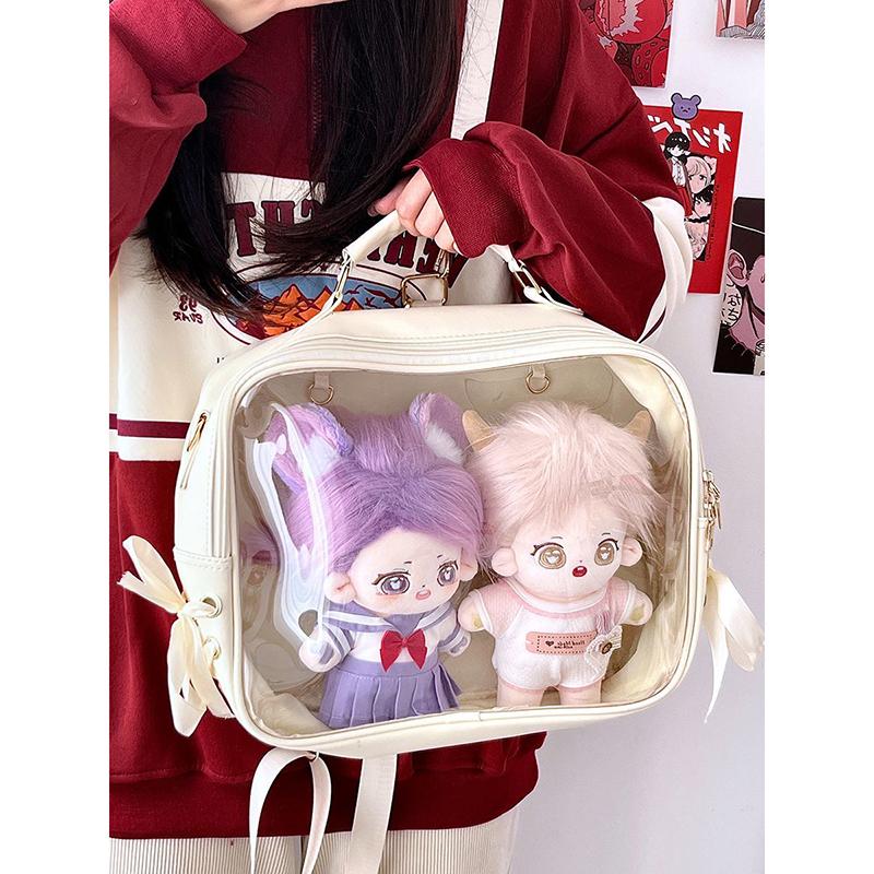 Lolita Women Ita Backpacks  JK Uniform Ribbon Large Capacity Crossbody Shoulder Bags Transparent Doll Mochila Femenina