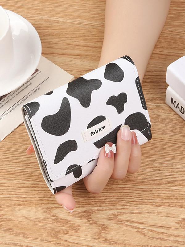 Cute Cow Print Short Wallet, Casual Multi Card Slots Small Wallet, Women's Wallet for Daily Used