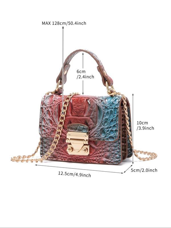 Women's Street Trend Crocodile Embossed Handbag As Gift, Trendy Vintage Light Luxury Crossbody Bag, Chic Retro Colorful Handbag & Crossbody Bag for Daily Use