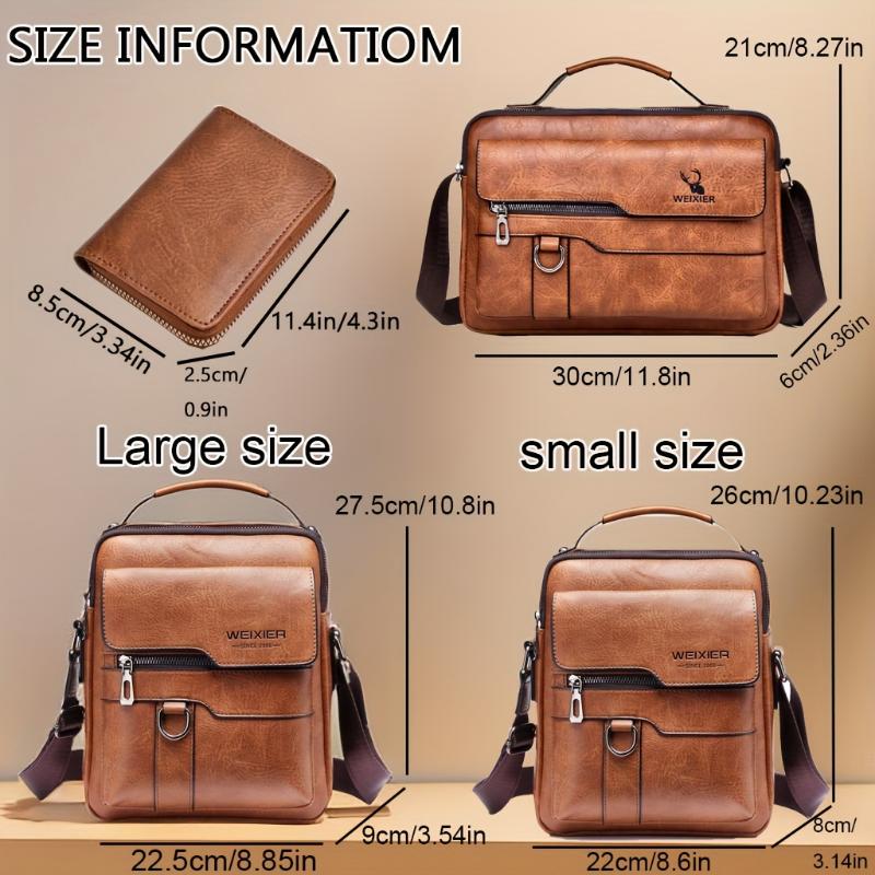 WEIXIER Crossbody Bag, Men's Shoulder Bag Vintage Hand Business Men's Casual Bag Satchel Bag For Men Gift For Father Anniversary