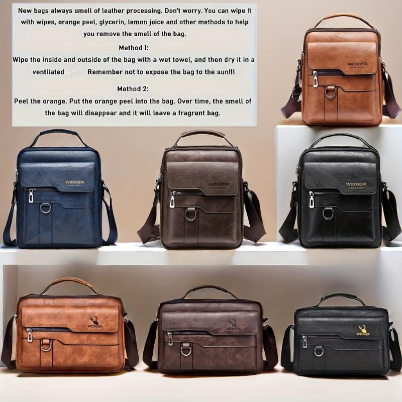 WEIXIER Crossbody Bag, Men's Shoulder Bag Vintage Hand Business Men's Casual Bag Satchel Bag For Men Gift For Father Anniversary