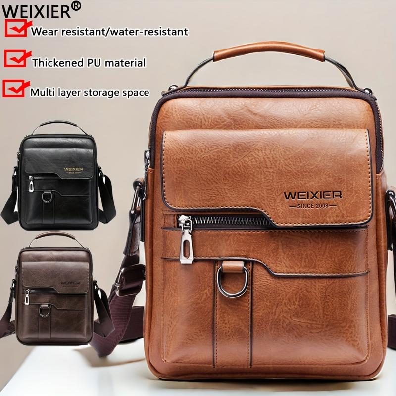 WEIXIER Crossbody Bag, Men's Shoulder Bag Vintage Hand Business Men's Casual Bag Satchel Bag For Men Gift For Father Anniversary