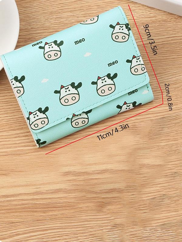 Cute Cow Print Short Wallet, Casual Multi Card Slots Small Wallet, Women's Wallet for Daily Used