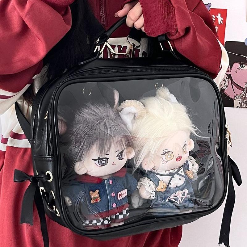 Lolita Women Ita Backpacks  JK Uniform Ribbon Large Capacity Crossbody Shoulder Bags Transparent Doll Mochila Femenina