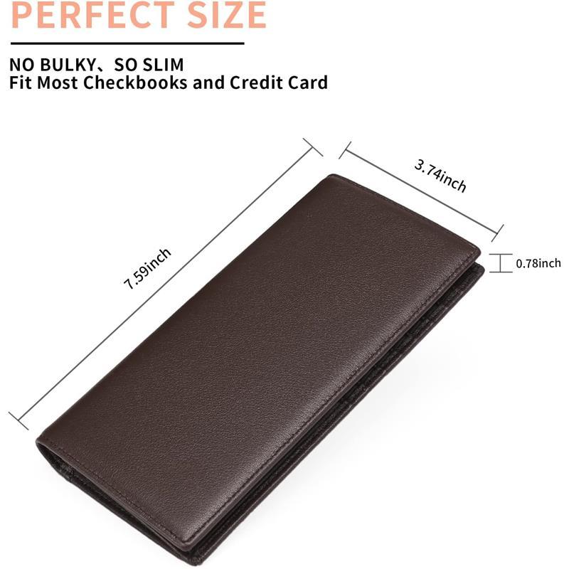 Long Wallet for Men Genuine Leather Men's Wallet Bifold Credit Card Holder