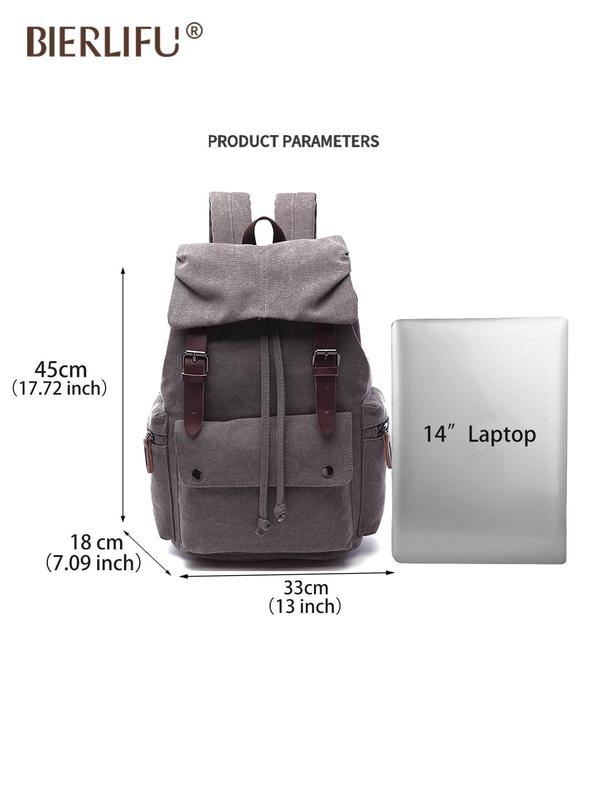 Fashionable Large Capacity Belted Design Canvas Backpack, Casual Versatile Backpack with Adjustable Buckle, Outdoor Backpack for Women & Men