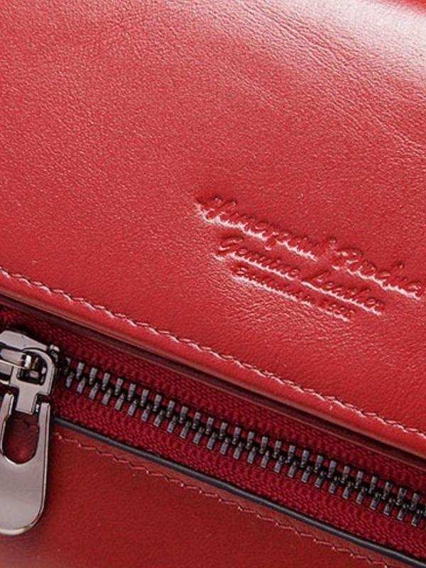 Genuine Leather Women's Fashion Solid Color Long Wallet Perfect for Gift, High Quality Letter Patch New Style Casual Zipper Card Holder, Female Vintage Wallet for Daily Used