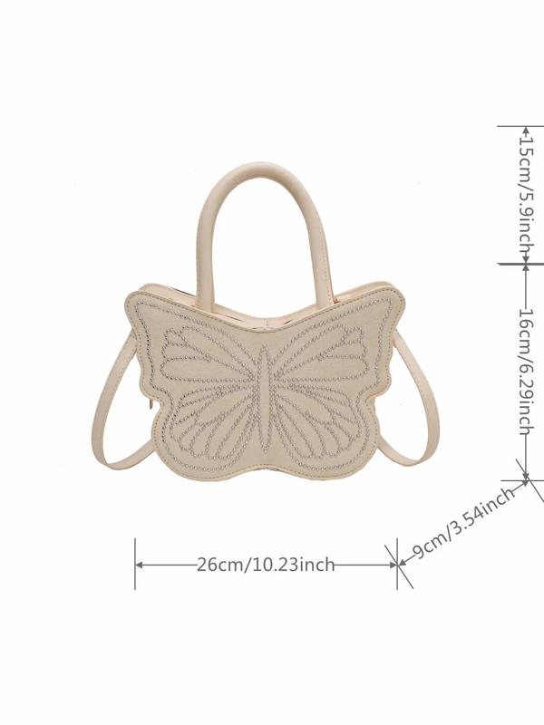 Summer Punk Style Butterfly Design Handbag As Birthday Gift, Fashion Rivet Decor Novelty Bag for Daily Outfit, Tote Bags for Women As Gifts