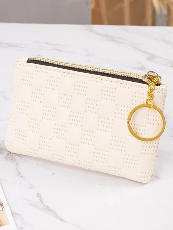  Women's Geometric Pattern Zipper Coin Purse, Fashionable Pu Leather Short Wallet for Daily Used, Casual Trendy Versatile High-quality Daily Bag