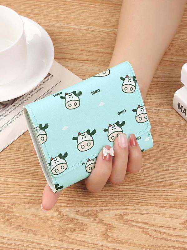 Cute Cow Print Short Wallet, Casual Multi Card Slots Small Wallet, Women's Wallet for Daily Used