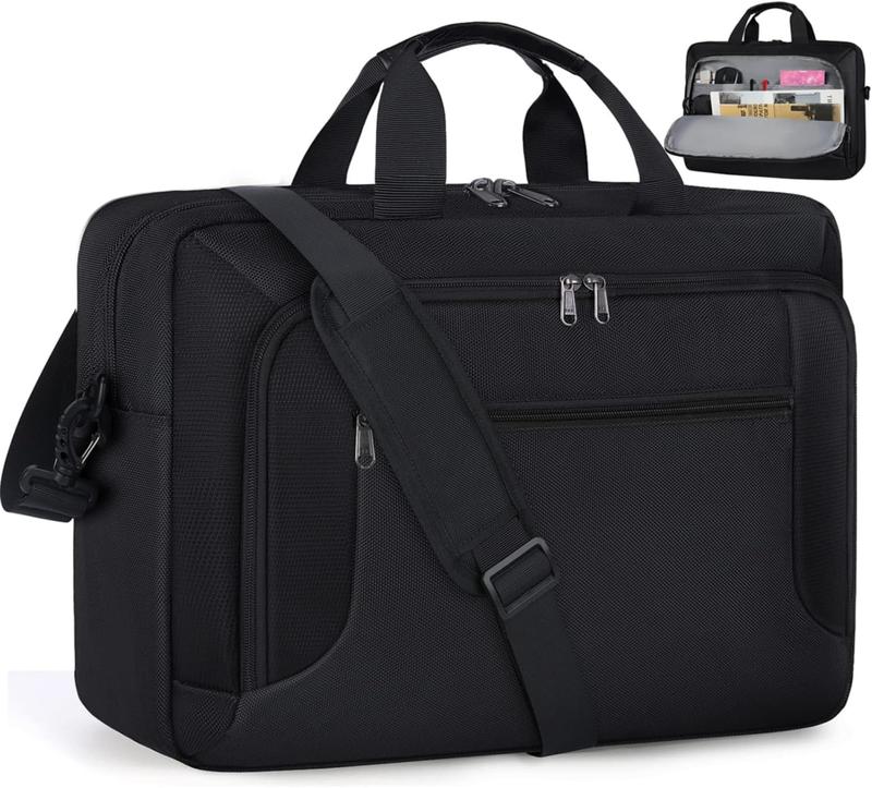 Laptop Bag 17.3 Inch Laptop Briefcase Large  Laptop Case for Men Women Business Office Work Computer Bag 17 Inch Adjustable  Messenger Bag, Black