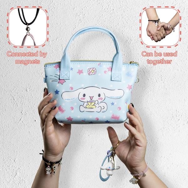 Shoulder Bag with Keychain and Two Magnetic Bracelets for Friends Cute Anime Wallet. Cute bag for women, girls, teenagers. Great gift. tote handbag