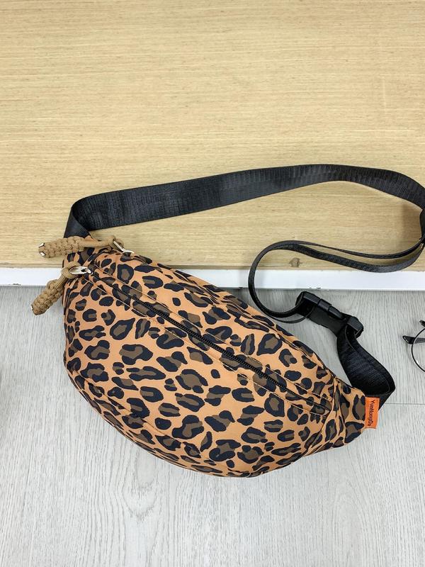 Women's Fashion Leopard Print Fanny Pack, 2024 New Style Casual Versatile Zipper Belt Bag for Daily Travel Work Commute, Lightweight Bag for Women