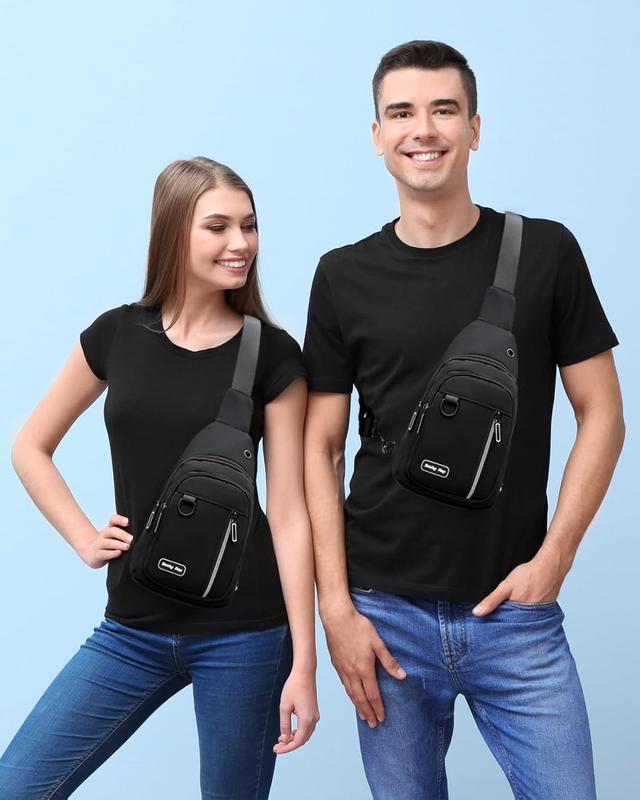 Sling Bag for Women Men One Shoulder Crossbody Bag Backpack Fanny Pack Cross Body Bags for Travel Day Trip Black