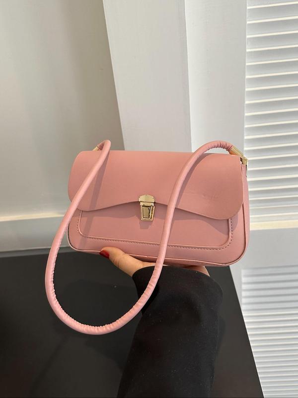 Women's Summer Plain Solid Color Pu Leather Crossbody Bag, 2024 New All-match Solid Color Bag, Flap Square Underarm Bag for Working, Back To School, Fall Outfits, Fall Freshness