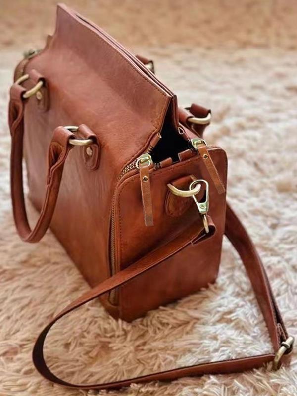 Women's Fashionable Solid Color Handbag, Large Capacity Multi-functional Shoulder Bag, Casual Trendy Versatile High-quality Daily Commuting Bag, Girl Fashionable Bag