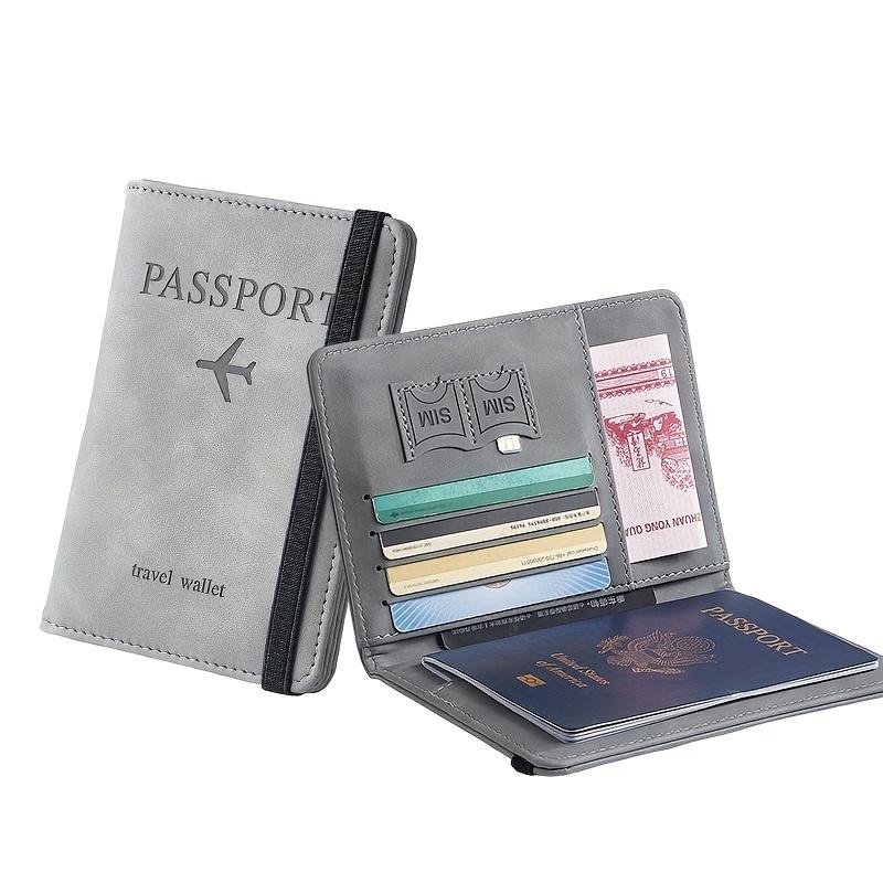 1pc RFID Passport Holder, Thin Passport Wallet, Leather Surface, Multi Functional Wallet, Travel Passport Holder, Cute Card Holder