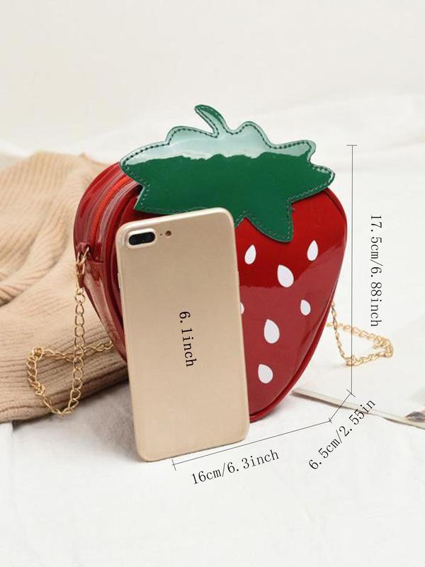 Women's Cute Strawberry Design Crossbody Bag, Fashionable Chain Strap Novelty Bag for Party, Casual Trendy Versatile PU Leather Daily Commuting Bag