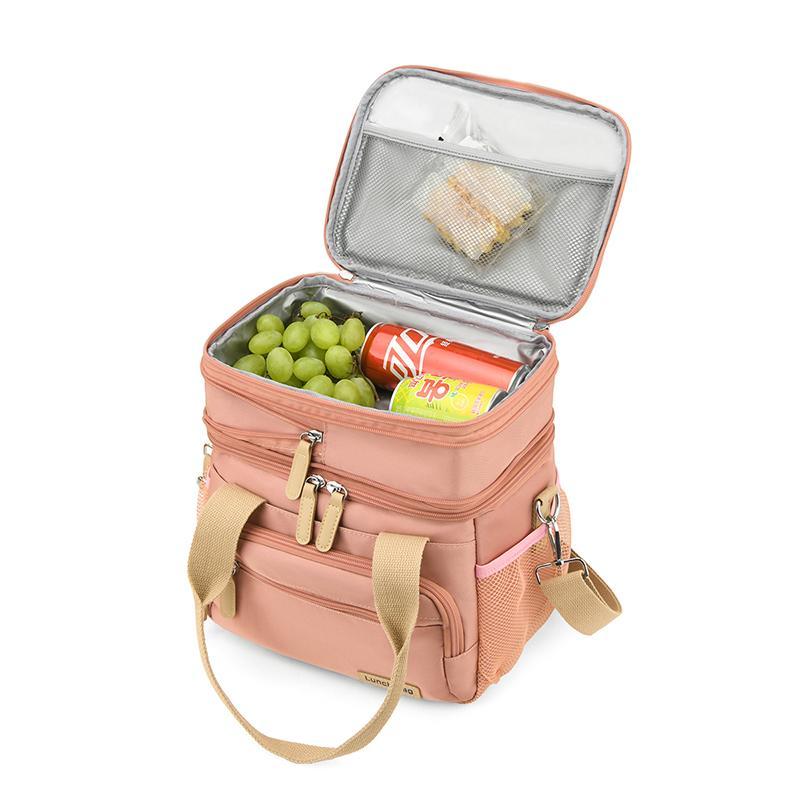 Crossbody Lunch Bag, 1 Count Leakproof Insulated Large Capacity Lunch Box with Dual Compartment, Kitchen Storage and Organization