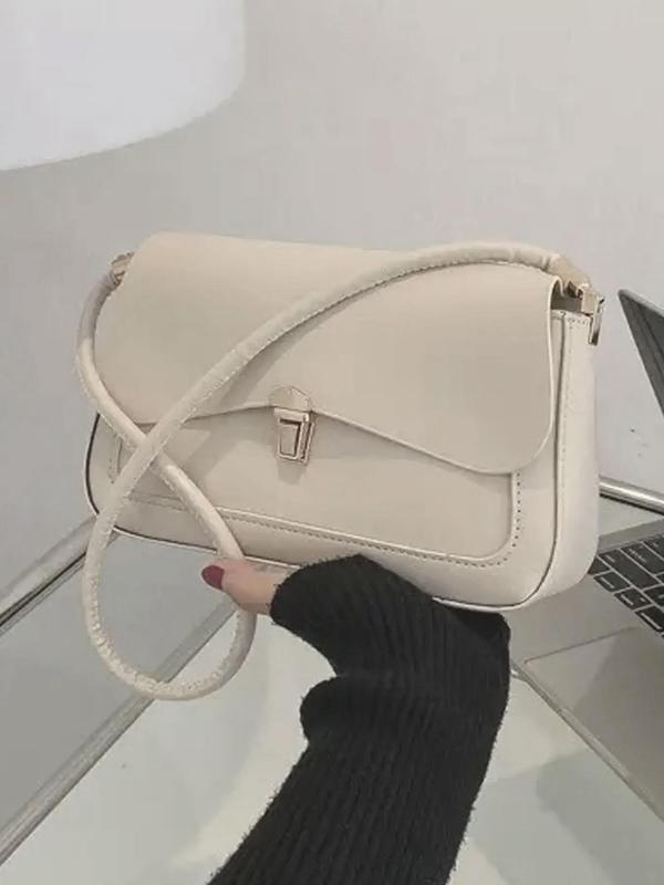 Women's Summer Plain Solid Color Pu Leather Crossbody Bag, 2024 New All-match Solid Color Bag, Flap Square Underarm Bag for Working, Back To School, Fall Outfits, Fall Freshness